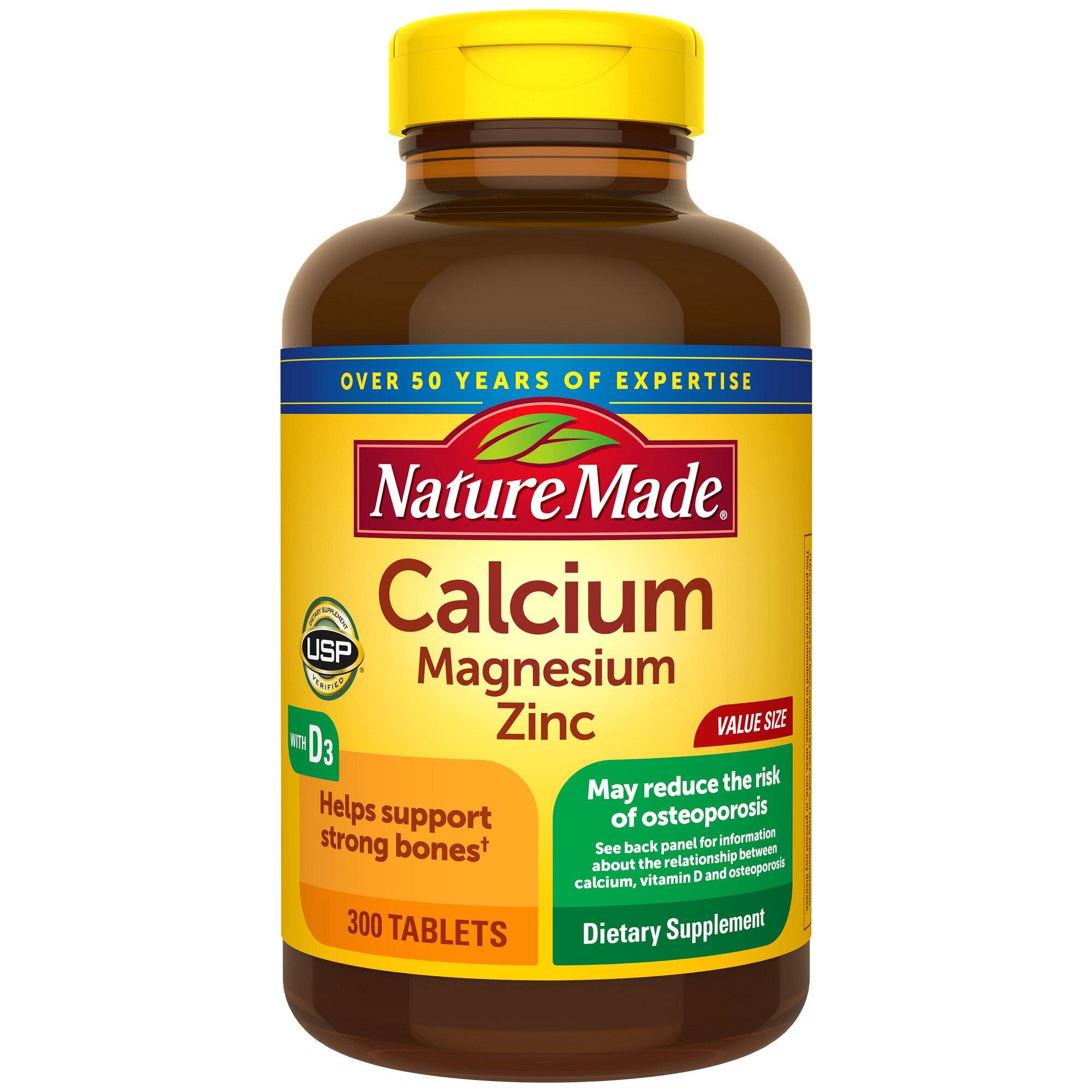 Nature Made Calcium Magnesium Zinc with Vitamin D3 Tablets, 300 CT