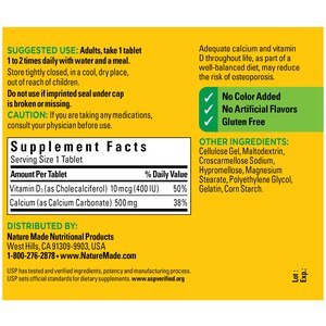 Nature Made Calcium 500 mg with Vitamin D3 Tablets, 130 CT