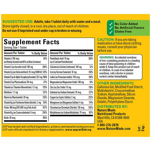 Nature Made Multivitamin Tablets with Iron, 130 CT
