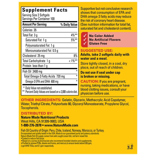Nature Made Burp Less Fish Oil 1200 mg Softgels