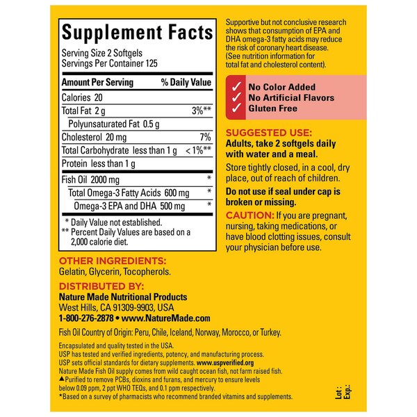 Nature Made Fish Oil with Omega-3 Liquid Softgels 1000 mg
