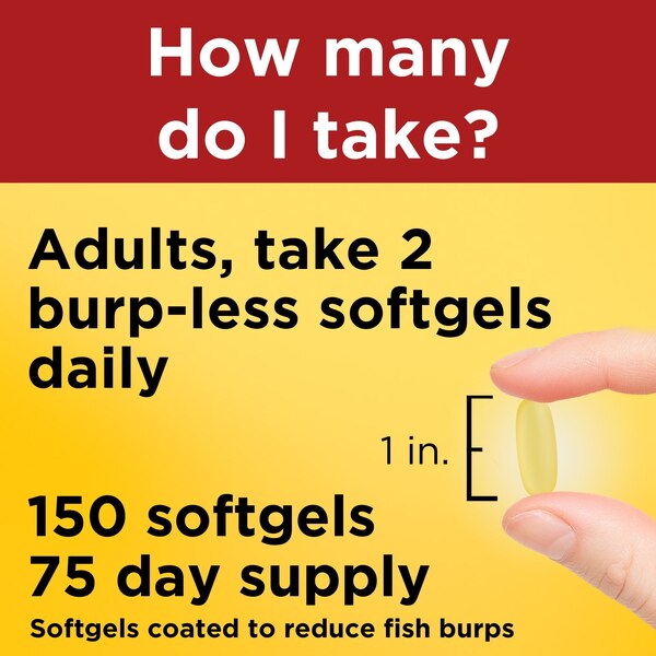 Nature Made Burp-Less, Omega-3 Fish Oil Softgels, 1000mg, 150 CT