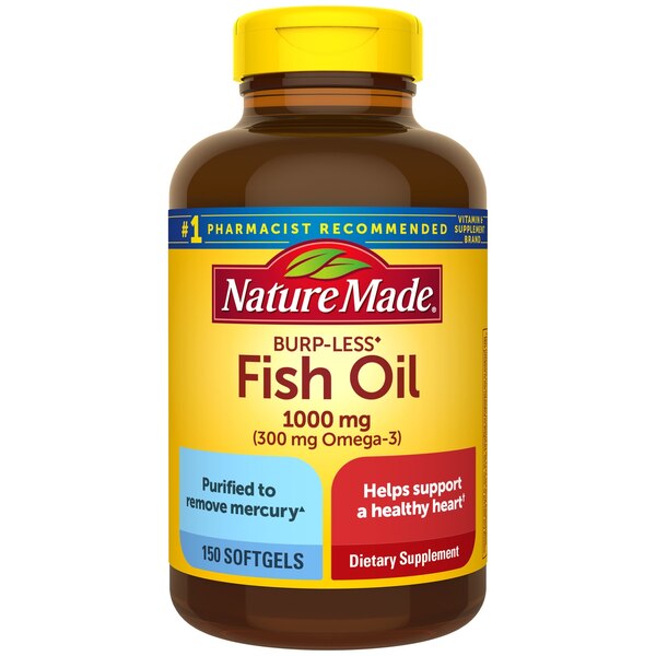 Nature Made Burp-Less, Omega-3 Fish Oil Softgels, 1000mg, 150 CT