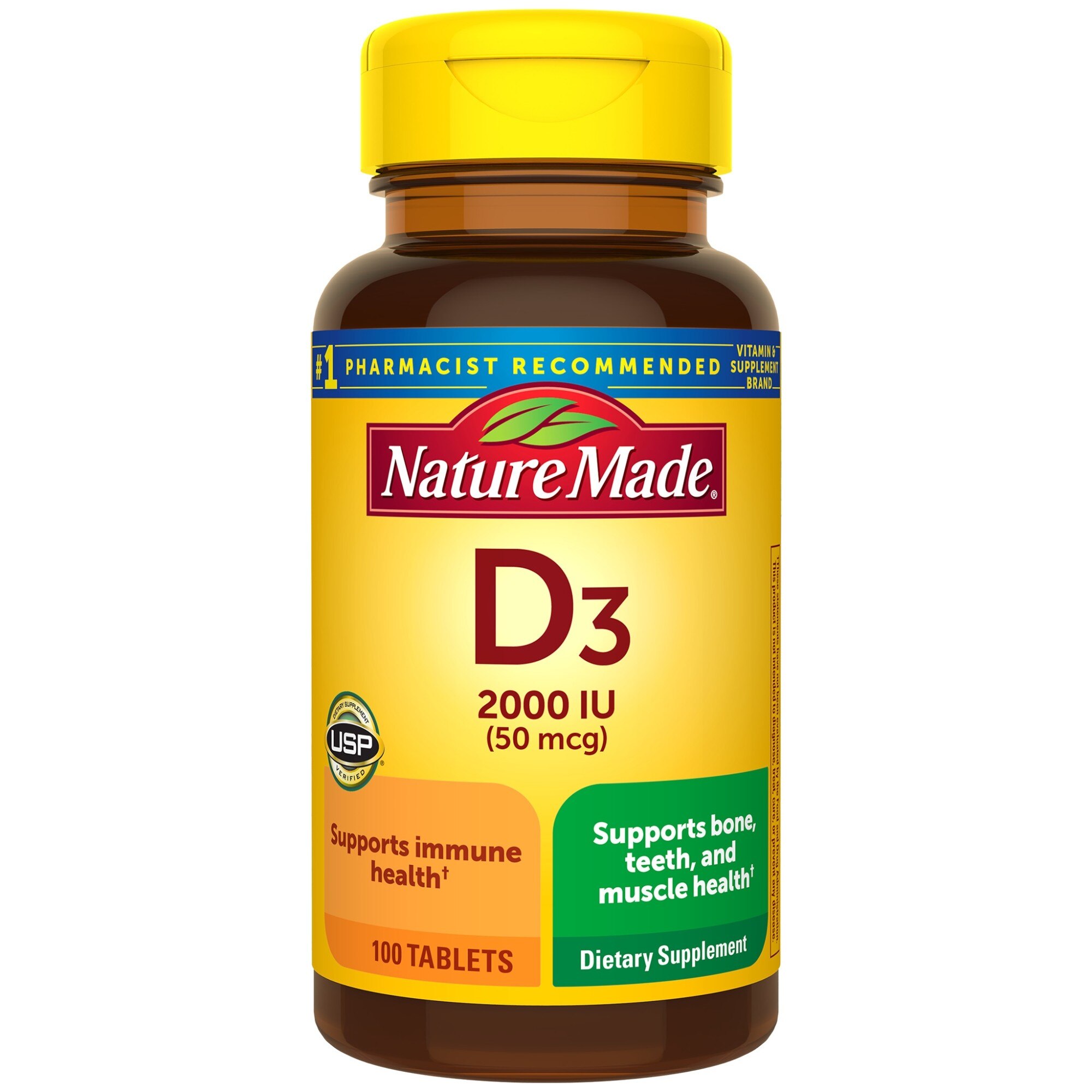 Nature Made Vitamin D3 Tablets, Vitamin D 2000 IU 50 mcg, 100 CT