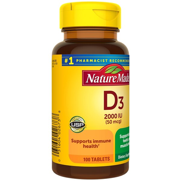 Nature Made Vitamin D3 Tablets,  2000 IU (50 mcg), 100 CT