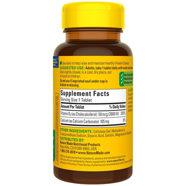 Nature Made Vitamin D3 Tablets,  2000 IU (50 mcg), 100 CT