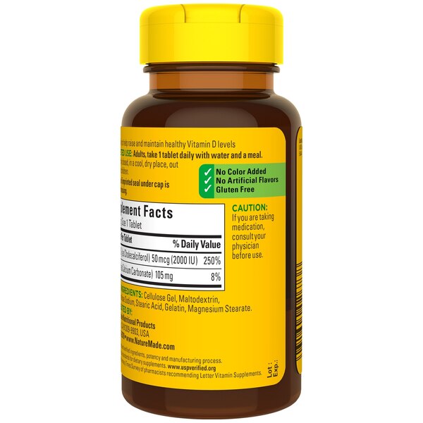 Nature Made Vitamin D3 Tablets,  2000 IU (50 mcg), 100 CT
