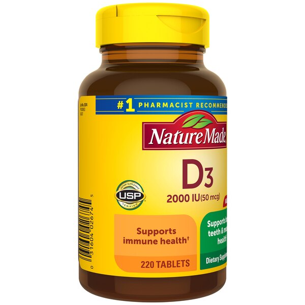 Nature Made Vitamin D3 2000 IU (50 mcg) Bone Health and Immune Support Tablets, 220 CT