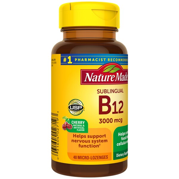 Nature Made Vitamin B12 Sublingual 3000 mcg Sugar Free Fast Dissolve Tablets, 40 CT