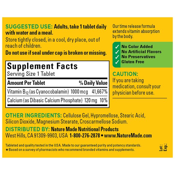 Nature Made Vitamin B-12 Timed Release Tablets 1000 mcg