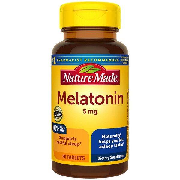 Nature Made Melatonin 5mg Extra Strength Tablets, 100% Drug Free Sleep Aid for Adults, 90 CT