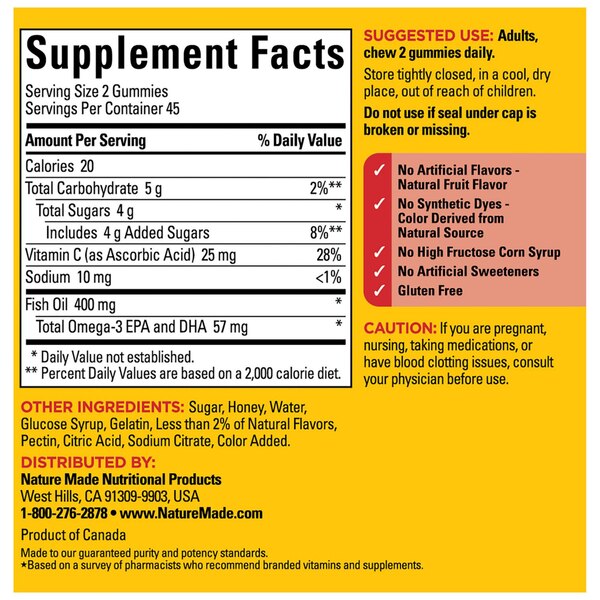 Nature Made Fish Oil Gummies with Omega 3s, 90 CT