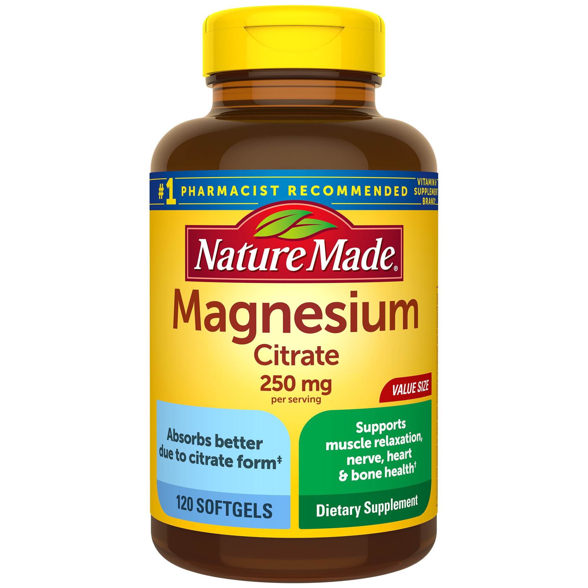 Nature Made - Citrato de magnesio en cápsulas blandas de 250 mg, 120 u.