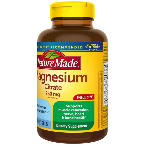 Nature Made Magnesium Citrate 250 mg per serving, Magnesium Supplement Softgels, 120 CT