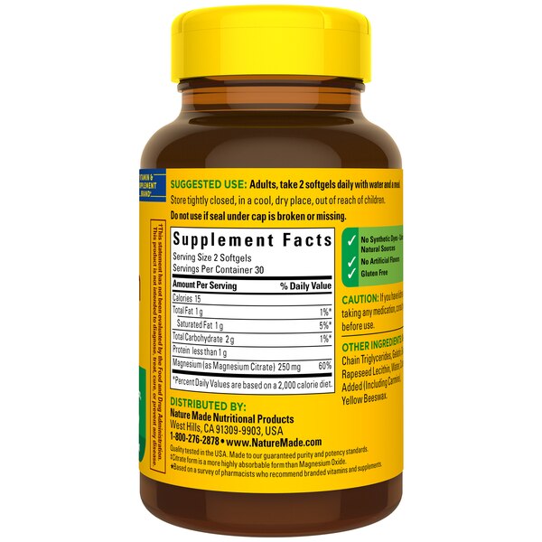 Nature Made Magnesium Citrate 250 mg Softgels, 60 CT