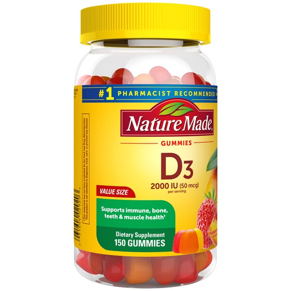 Nature Made Vitamin D3 2000 IU (50 mcg), for Bone Health and Immune Support Vitamin Gummies, 150 CT