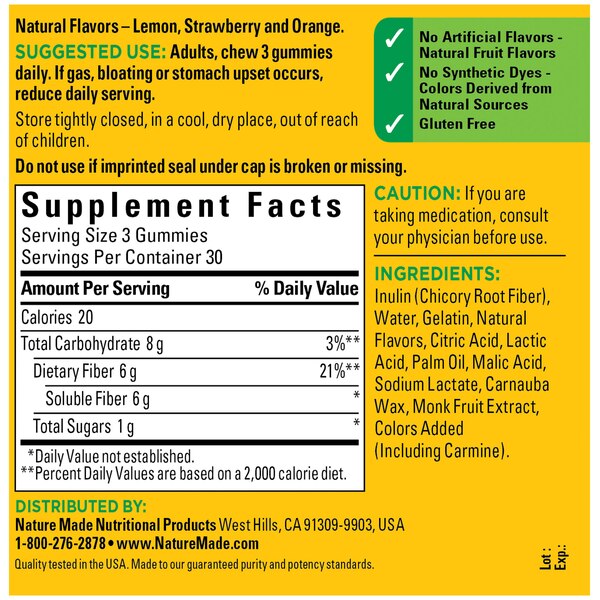 Nature Made Fiber Adult Gummies, 90 CT