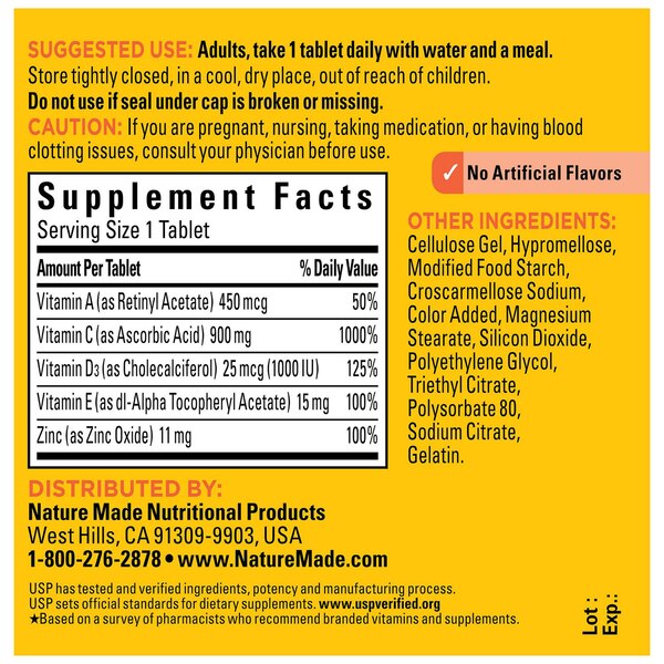 Nature Made Super C with Vitamin D3 and Zinc Tablets, 60 CT
