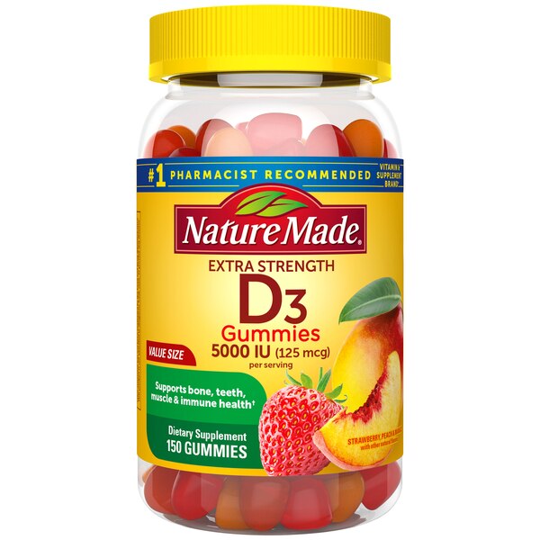 Nature Made Extra Strength Vitamin D3 5000 IU (125 mcg) per serving Gummies, 150 CT