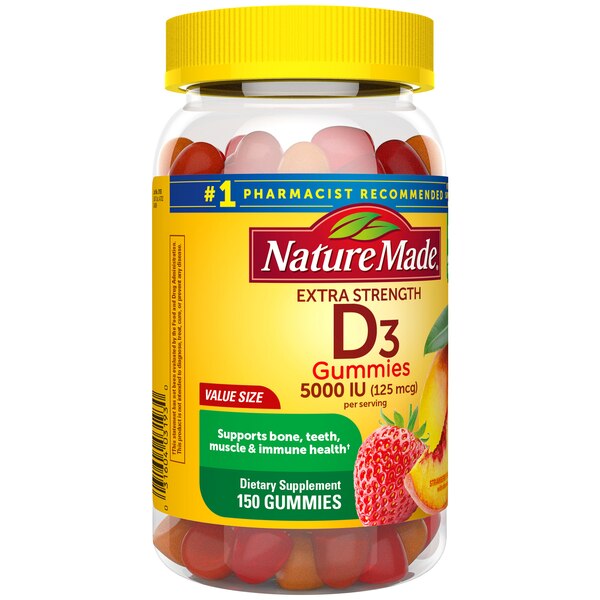 Nature Made Extra Strength Vitamin D3 5000 IU (125 mcg) per serving Gummies, 150 CT
