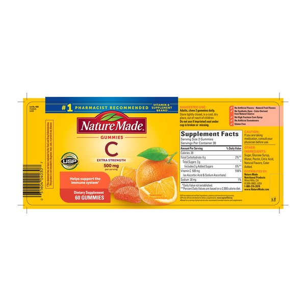 Nature Made Extra Strength Dosage Vitamin C 500mg per serving for Immune Support Vitamin Gummies, 60 CT