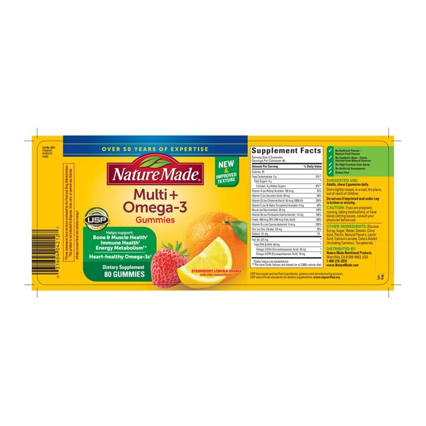 Nature Made Multi + Omega-3 Adult Gummies, 80CT
