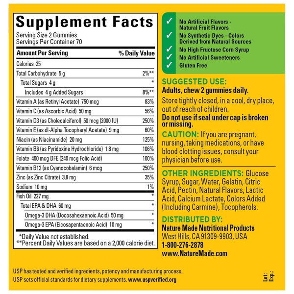 Nature Made Multi Plus Omega Adult Gummies, 140 CT
