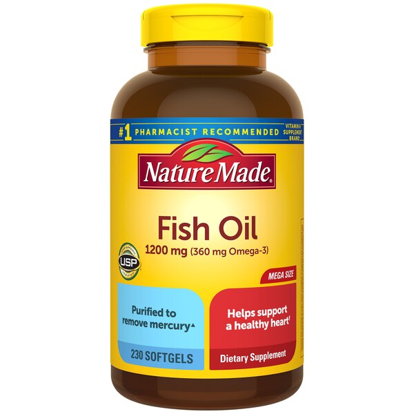 Nature Made Fish Oil Mega 1200 MG, Liquid Softgel, 230 CT