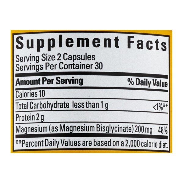 Nature Made High Absorption Magnesium Glycinate 200 mg per serving, Magnesium Supplement Capsules, 60 CT