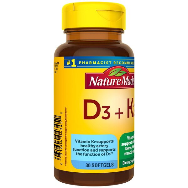 Nature Made Vitamin D3 + K2 Softgels, 30 CT