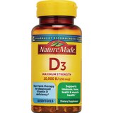 Nature Made Maximum Strength Vitamin D3 10000 IU (250 mcg) Softgels, 60 CT, thumbnail image 1 of 10