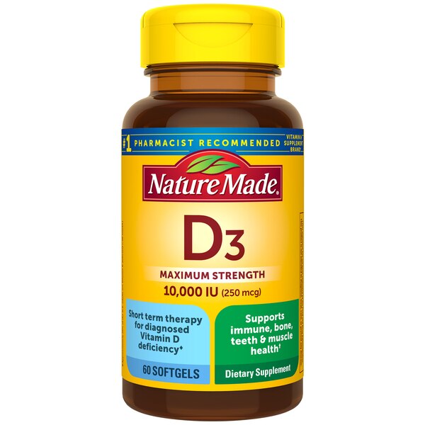 Nature Made Maximum Strength Vitamin D3 10000 IU (250 mcg) Softgels, 60 CT