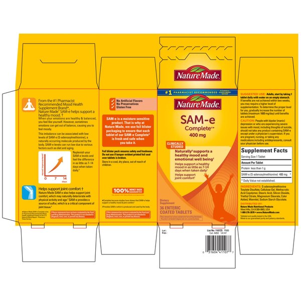 Nature Made SAM-e Complete 400 mg Tablets, 36 CT