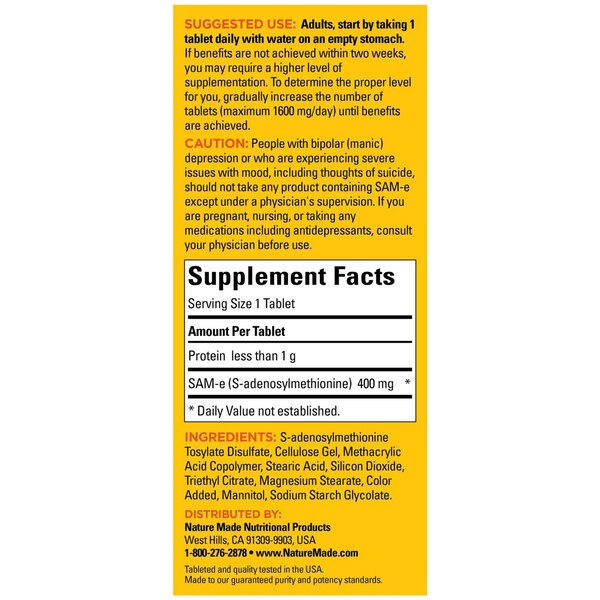 Nature Made SAM-e Complete 400 mg Tablets, 36 CT