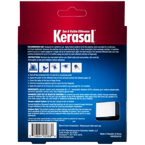Kerasal Nighttime Renewal Fungal Nail Patches, 14ct