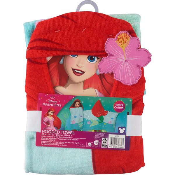 Disney The Little Mermaid Hooded Towel, 22 x 51 in