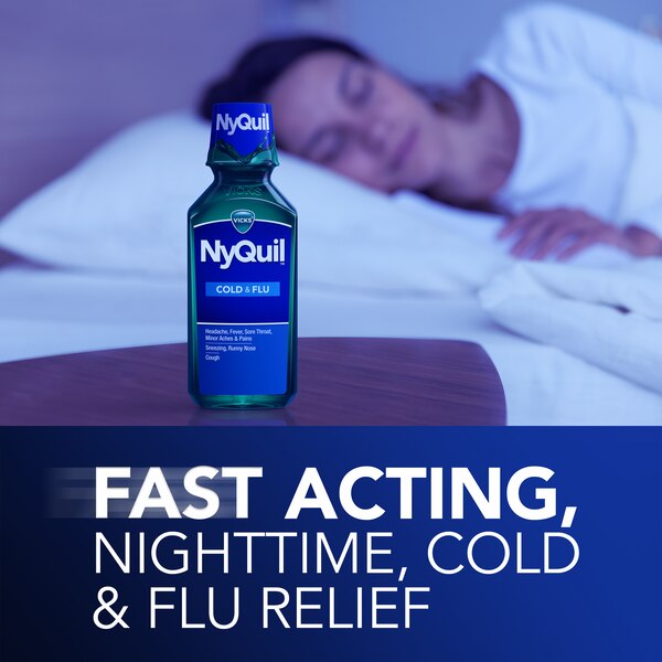 Vicks NyQuil Cold & Flu Relief Liquid, Original Flavor, 12 Fl OZ