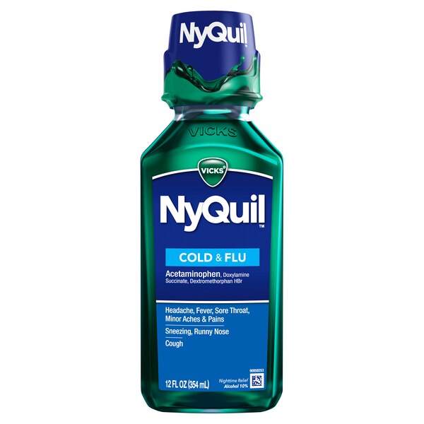 Vicks NyQuil Cold & Flu Relief Liquid, Original Flavor, 12 Fl OZ