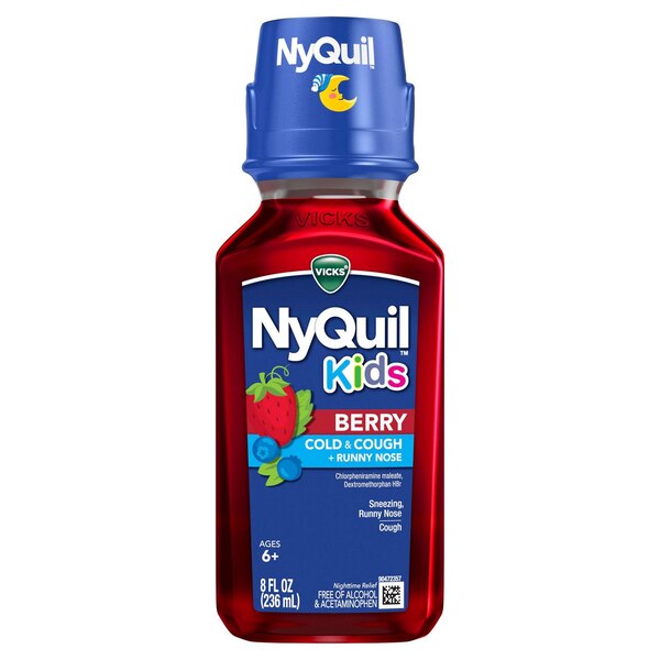Vicks Children's NyQuil, Nighttime Cold & Cough Multi-Symptom Relief, Berry, 8 FL OZ