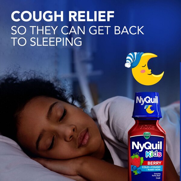 Vicks Children's NyQuil, Nighttime Cold & Cough Multi-Symptom Relief, Berry, 8 FL OZ