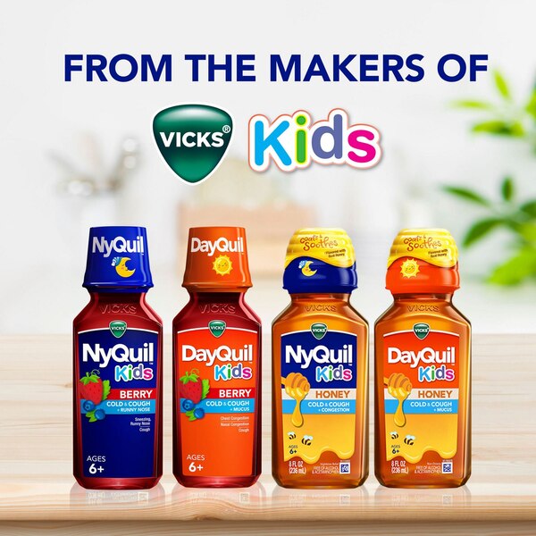 Vicks Children's NyQuil, Nighttime Cold & Cough Multi-Symptom Relief, Berry, 8 FL OZ