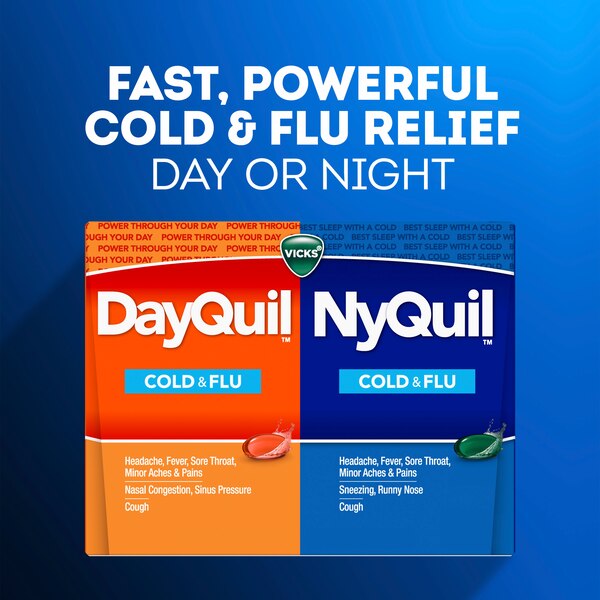 Vicks DayQuil & NyQuil Cough, Cold & Flu Relief LiquiCaps Combo Pack, 48 CT
