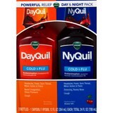 Vicks DayQuil, Non-Drowsy, Daytime Cold & Flu Medicine & NyQuil, Nighttime Multi-Symptom Relief, Cherry Flavor, Liquid Combo Pack 12 OZ Each, thumbnail image