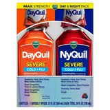 Vicks NyQuil and DayQuil SEVERE Cough, Cold & Flu Relief Liquid, 2x12 Fl OZ Combo, Relieves Sore Throat, Fever, and Congestion, Day or Night, thumbnail image