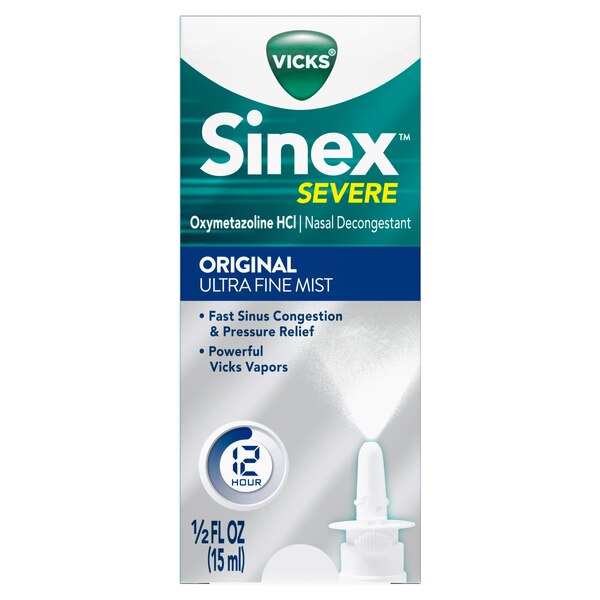 Vicks Sinex Severe 12HR Original Nasal Decongestant, 0.5 OZ