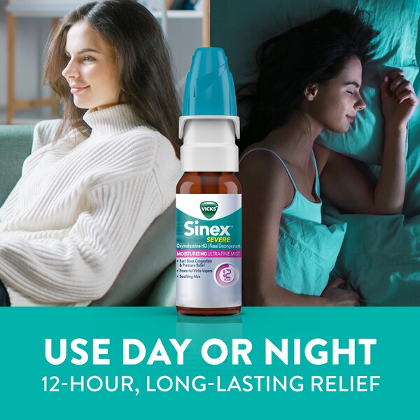 Vicks Sinex Severe 12HR Moisturizing Nasal Decongestant, 0.5 OZ