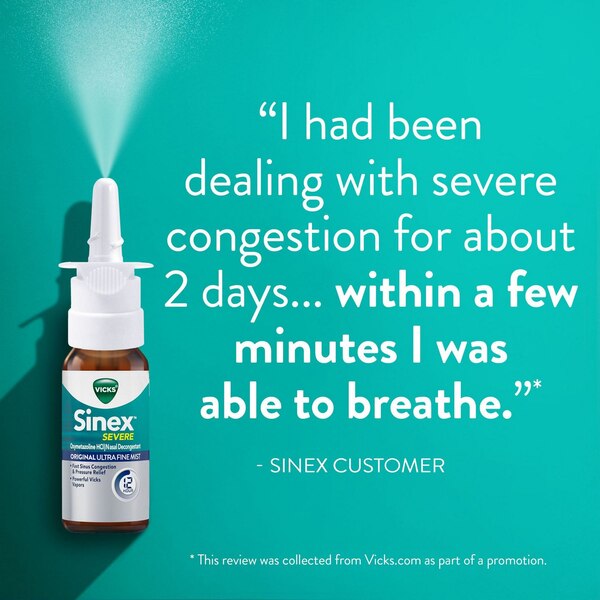 Vicks Sinex Severe 12HR Original Nasal DecongestantTwin Pack, 2 0.5 OZ bottles