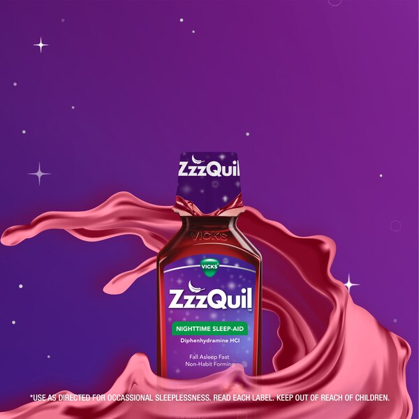 ZzzQuil Nighttime Sleep Aid Liquid, Cherry, 12 FL OZ