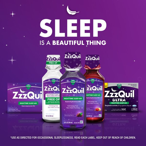 ZzzQuil Nighttime Sleep Aid Liquid, Cherry, 12 FL OZ