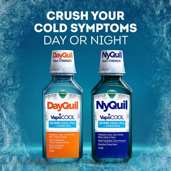 Vicks DayQuil and NyQuil VapoCOOL Severe Cold & Flu, + Congestion Liquid Relief Combo Pack, 2 12 OZ bottles
